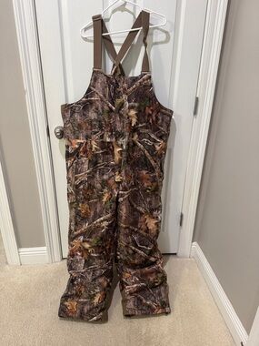 Mens Brown Camo Insulated Bib Overalls
